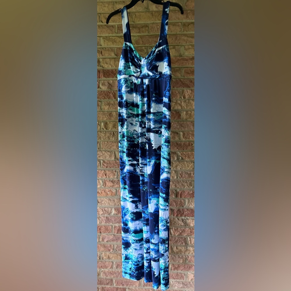TART Lynelle Blue Wave Maxi Dress Modal Stretch Sleeveless Dress Comfort | Sz M - Picture 4 of 11